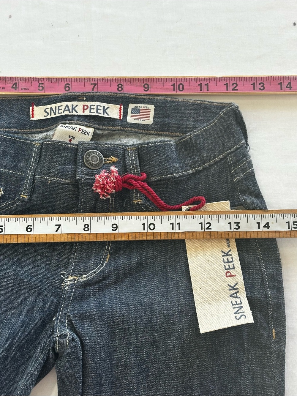 Sneak Peek Made in USA Dark Wash Bootcut Stretch Jeans Women’s Size 1 Y2K - Picture 8 of 15